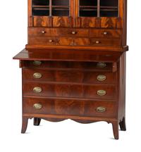 A Federal Inlaid Mahogany Lady's Writing Desk-and-Bookcase