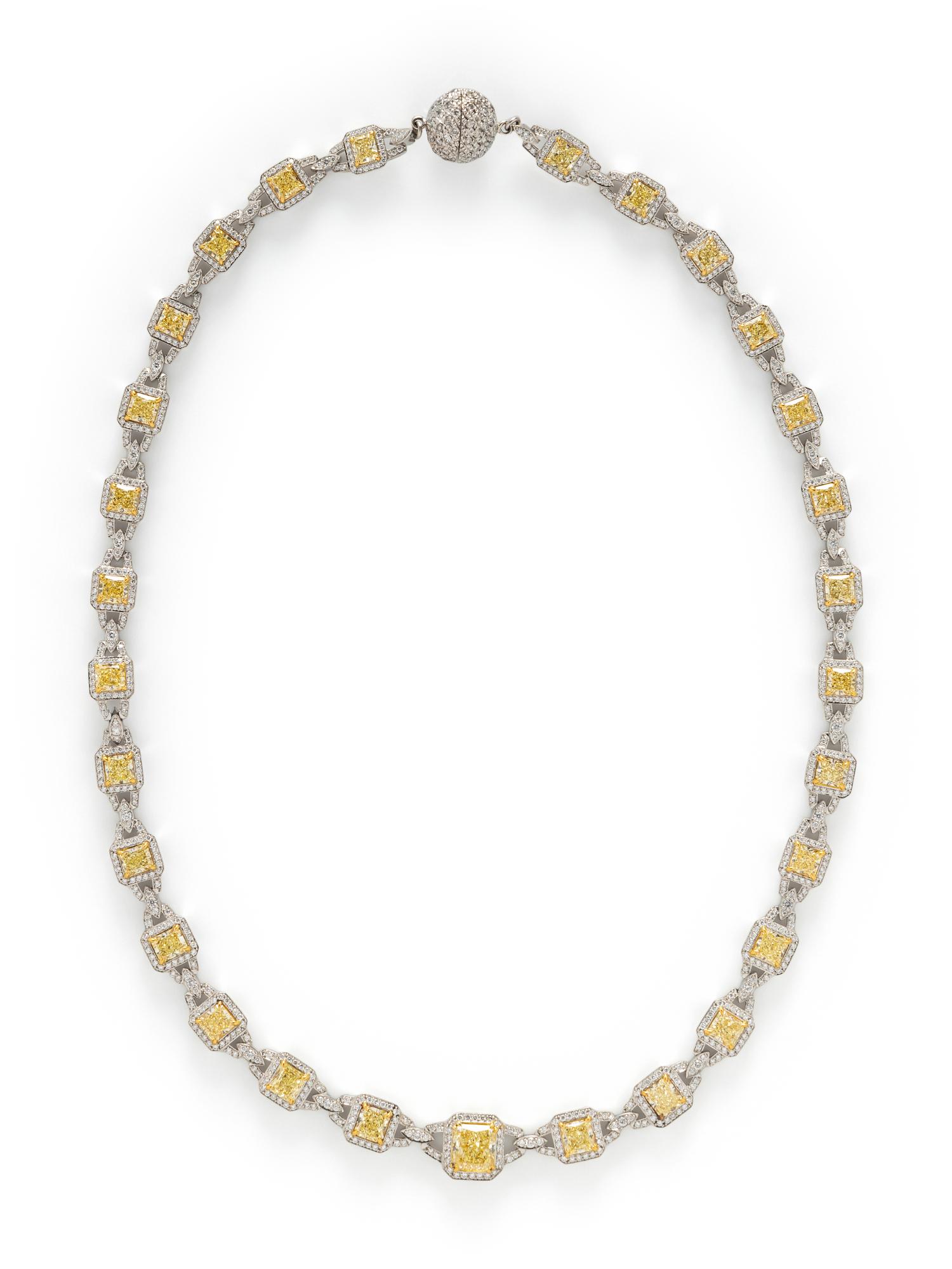 FANCY YELLOW DIAMOND, COLORED DIAMOND, AND DIAMOND NECKLACE