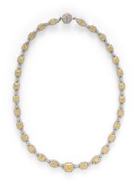 FANCY YELLOW DIAMOND, COLORED DIAMOND, AND DIAMOND NECKLACE
