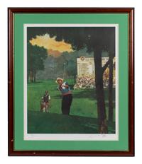 A Group of Eight Decorative Pieces Depicting Golfers and Courses Formerly Displayed at Mike Ditka’s Restaurant