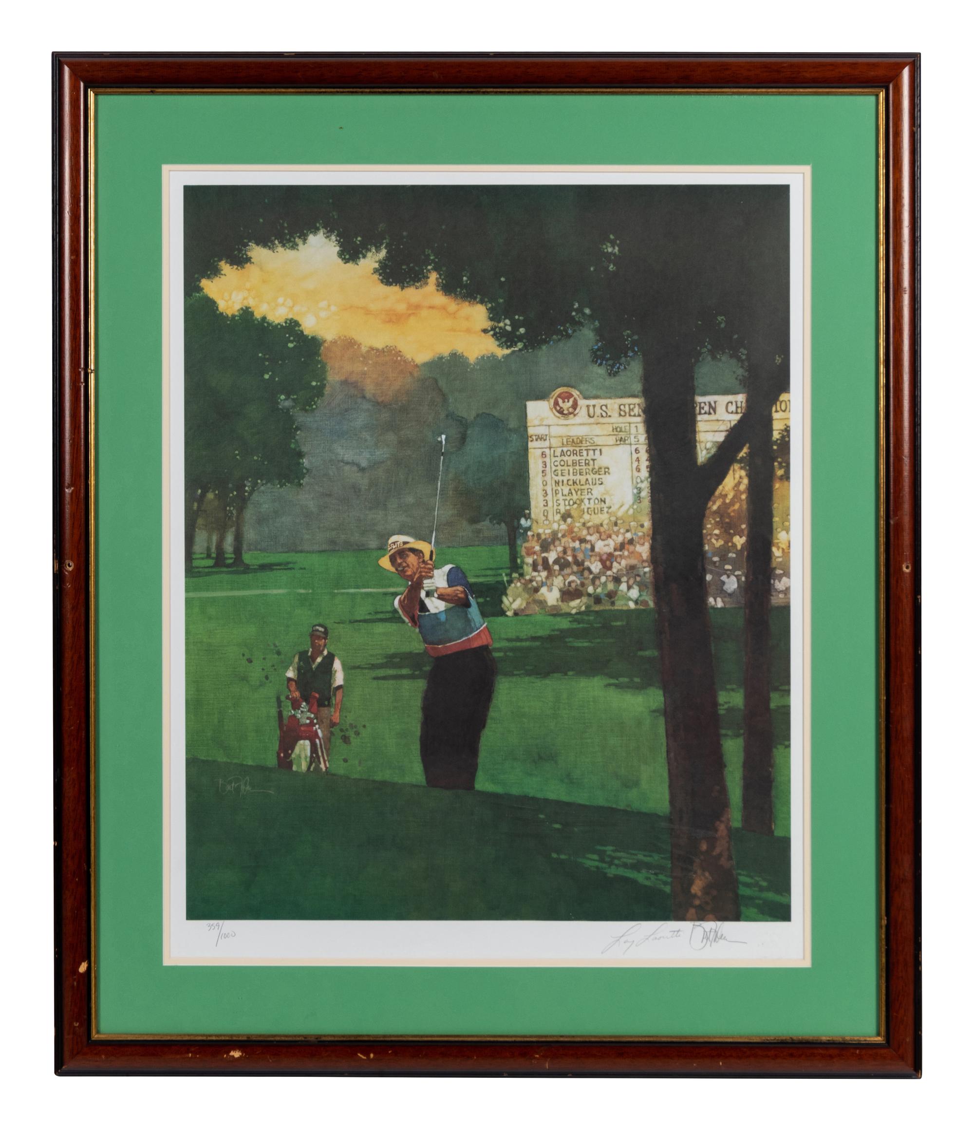 A Group of Eight Decorative Pieces Depicting Golfers and Courses Formerly Displayed at Mike Ditka’s Restaurant