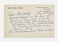 [Psychology] Freud, Sigmund: Autograph Letter, signed