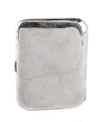 An Enameled Silver Cigarette Case, Likely American, Early 20th Century, the lid enameled to show a partially draped nude holding a hand