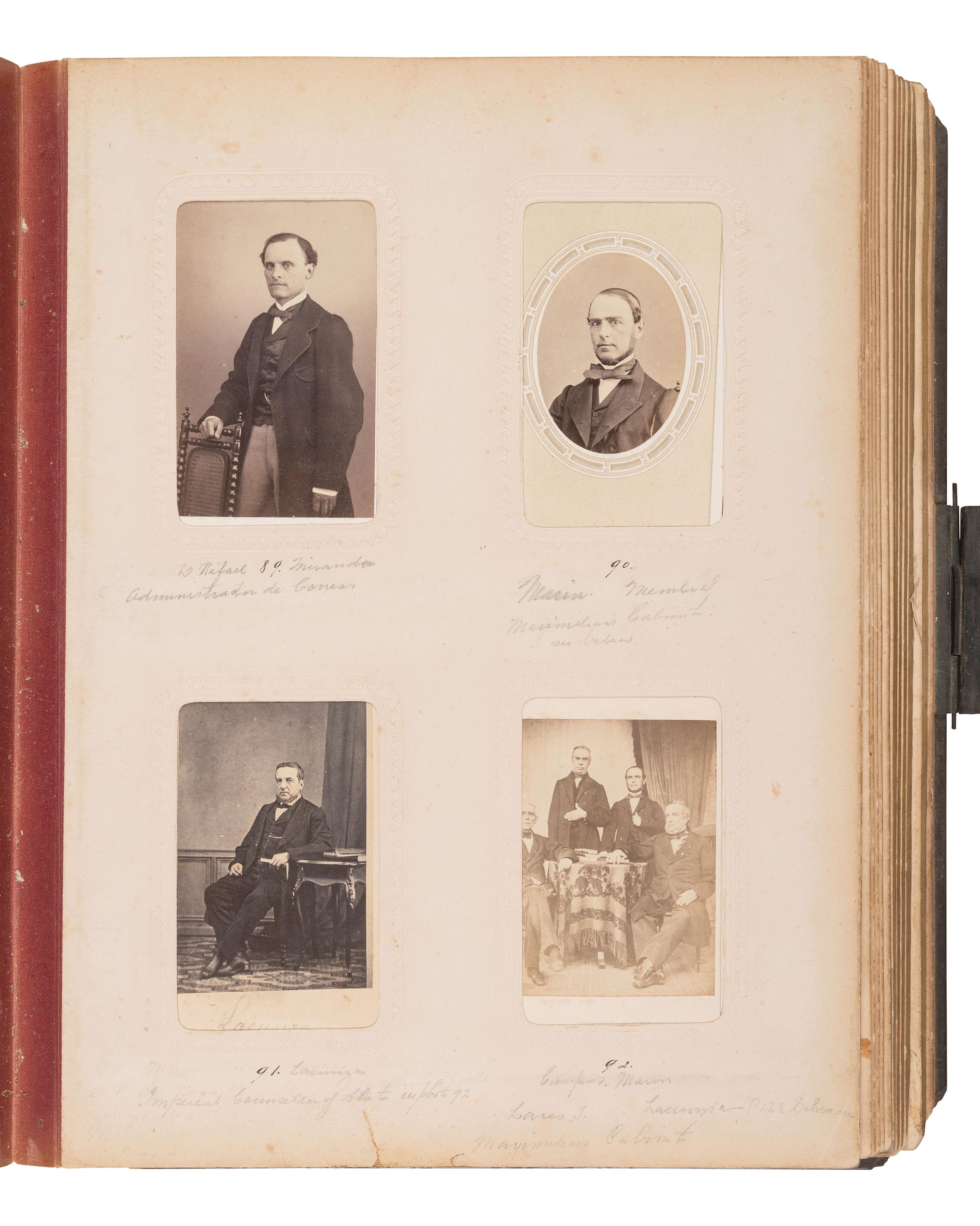 [Mexico - Early Photography]. Second Mexican Empire, CDV album documenting the reign of Maximilian I of Mexico, ca 1864-1867.