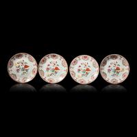 Four Chinese Famille Rose Porcelain Dishes, 20th Century 近代 粉彩賞盤四件