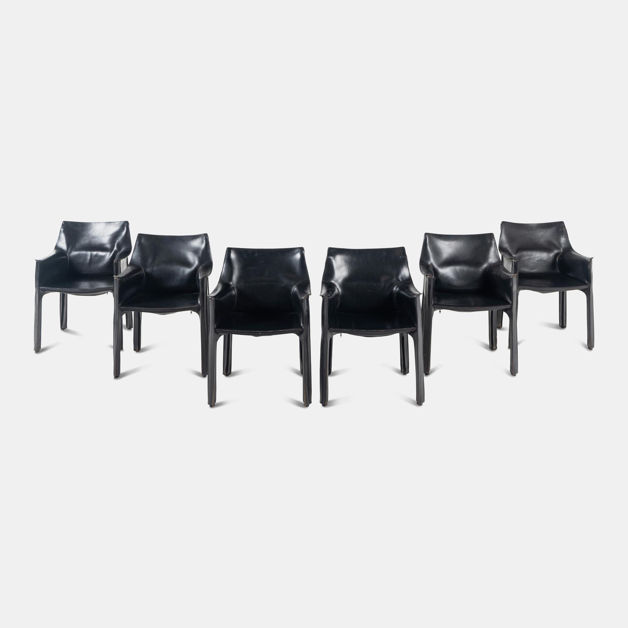 Set of Six Cab Dining Chairs, c. 1976 Cassina, Italy