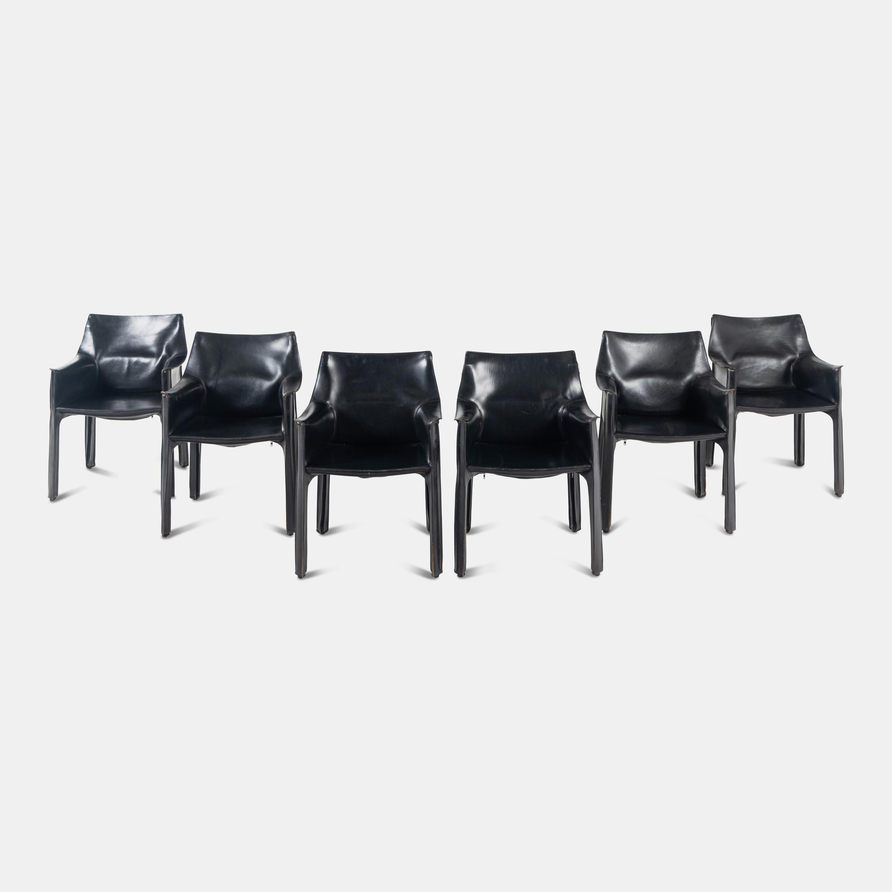 Set of Six Cab Dining Chairs, c. 1976 Cassina, Italy