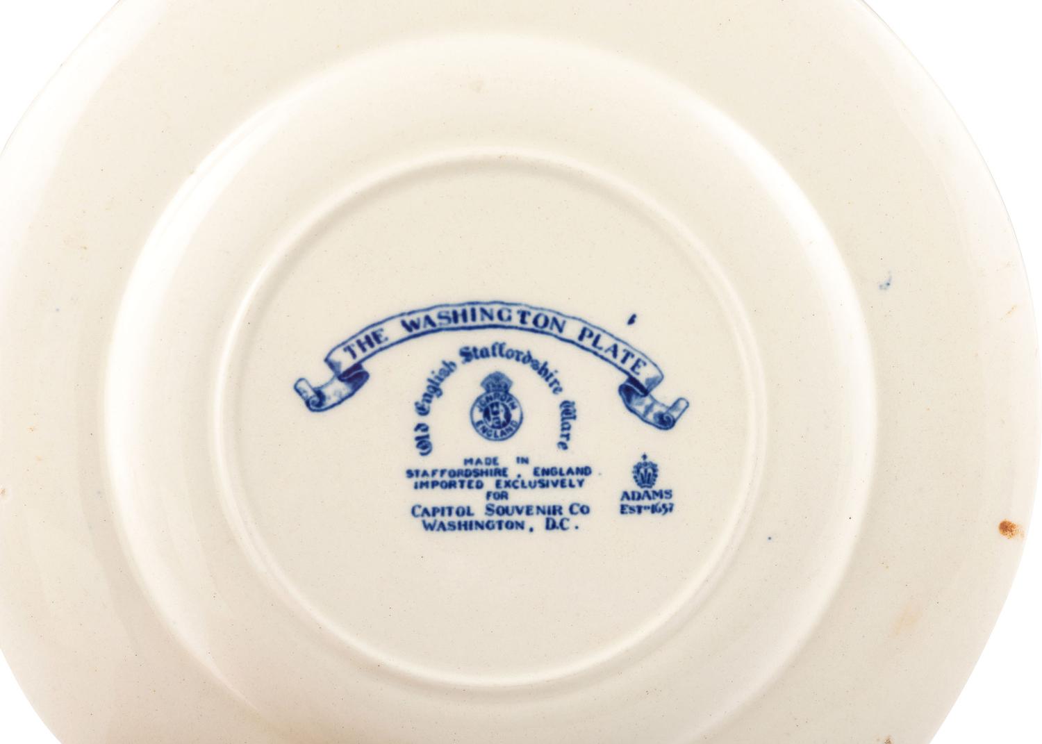 A Blue and White Transferware Sauce Boat and Plate