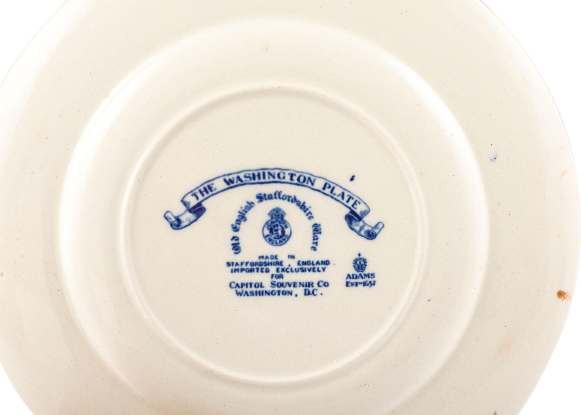 A Blue and White Transferware Sauce Boat and Plate