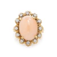 ANGEL SKIN CORAL AND DIAMOND RING