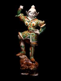 A Pair of Sancai Glazed Pottery Figures of Lokapalas