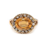 TOPAZ INTAGLIO AND DIAMOND RING