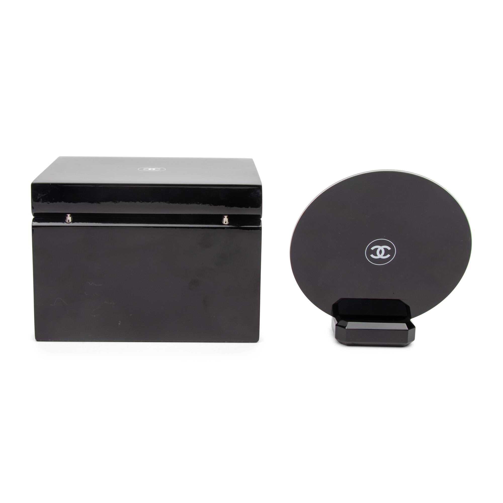 Chanel, Lacquered Logo Box & Vanity Mirror