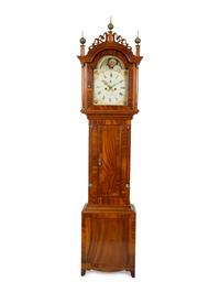 An American Satinwood Inlaid Mahogany Tall Case Clock with Works by Samuel Abbot — EARLY 19TH CENTURY