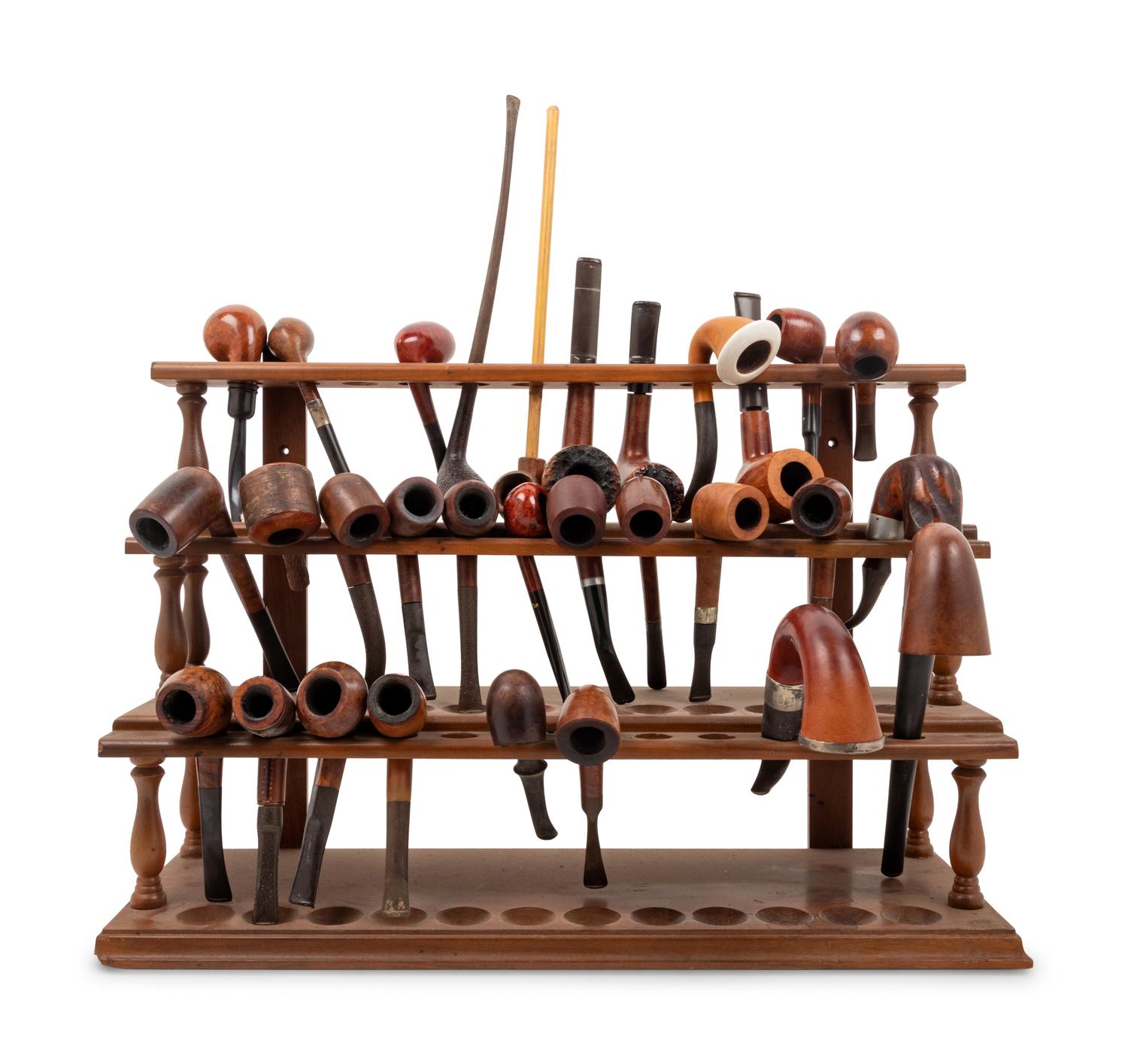 A Large Collection of Wood Briar Smoking Pipes