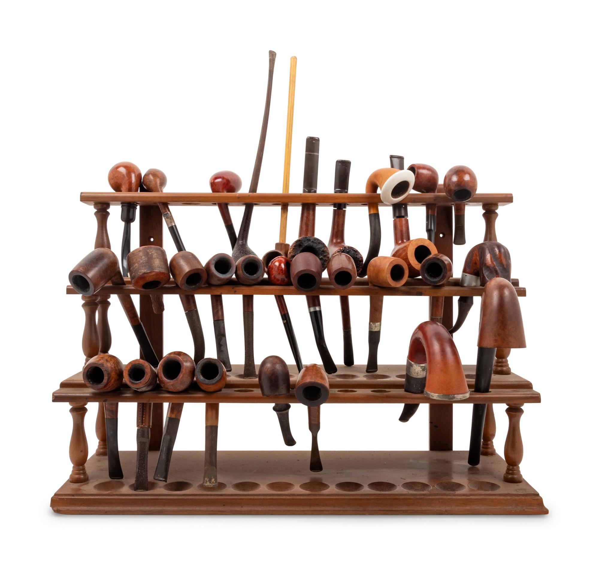A Large Collection of Wood Briar Smoking Pipes