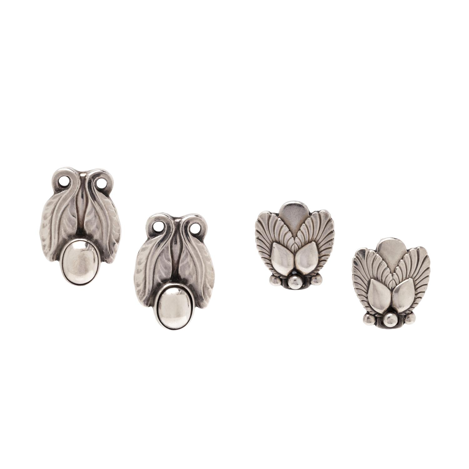 GEORG JENSEN, COLLECTION OF STERLING SILVER EARCLIPS