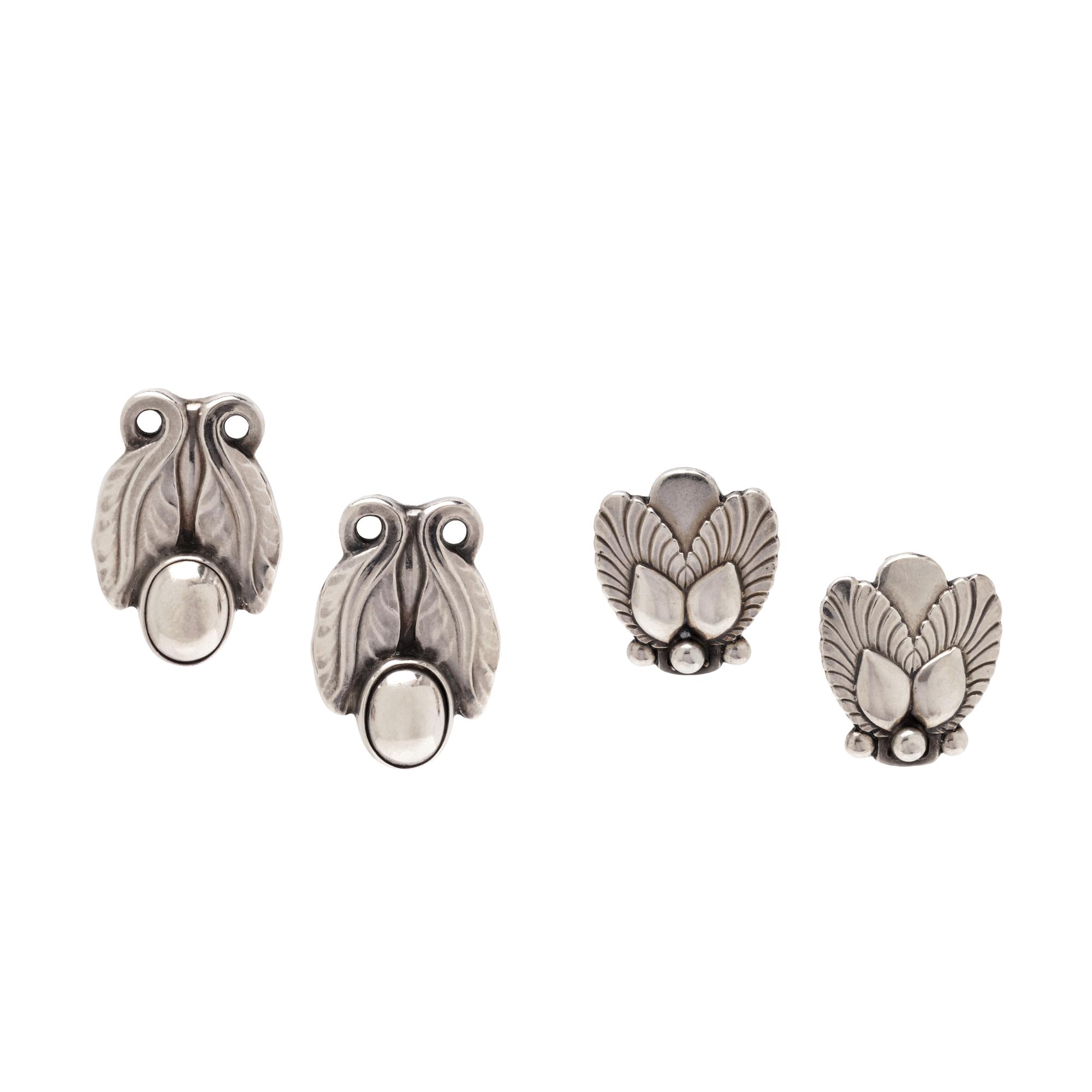 GEORG JENSEN, COLLECTION OF STERLING SILVER EARCLIPS