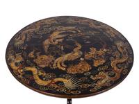 A Chinese Export Gilt-Decorated Black Lacquer Tilt-Top Tripod Table — FIRST HALF-19TH CENTURY