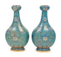 A Pair of Chinese Export Cloisonné Enamel Vases