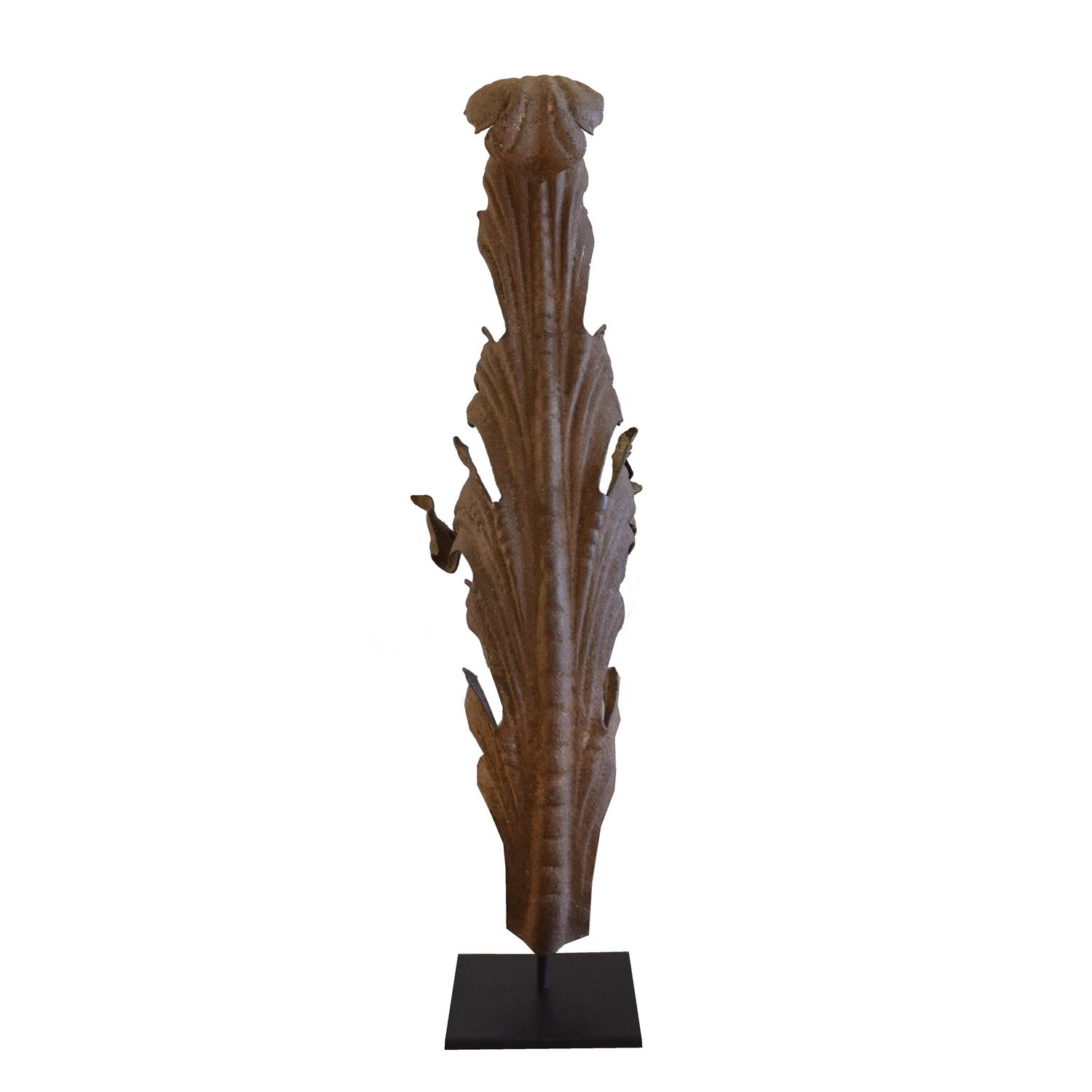A Wrought Iron Leaf Fragment from the Estate of Jose Thenee 6" W x 4" D x 20" H — Argentina, 20th Century