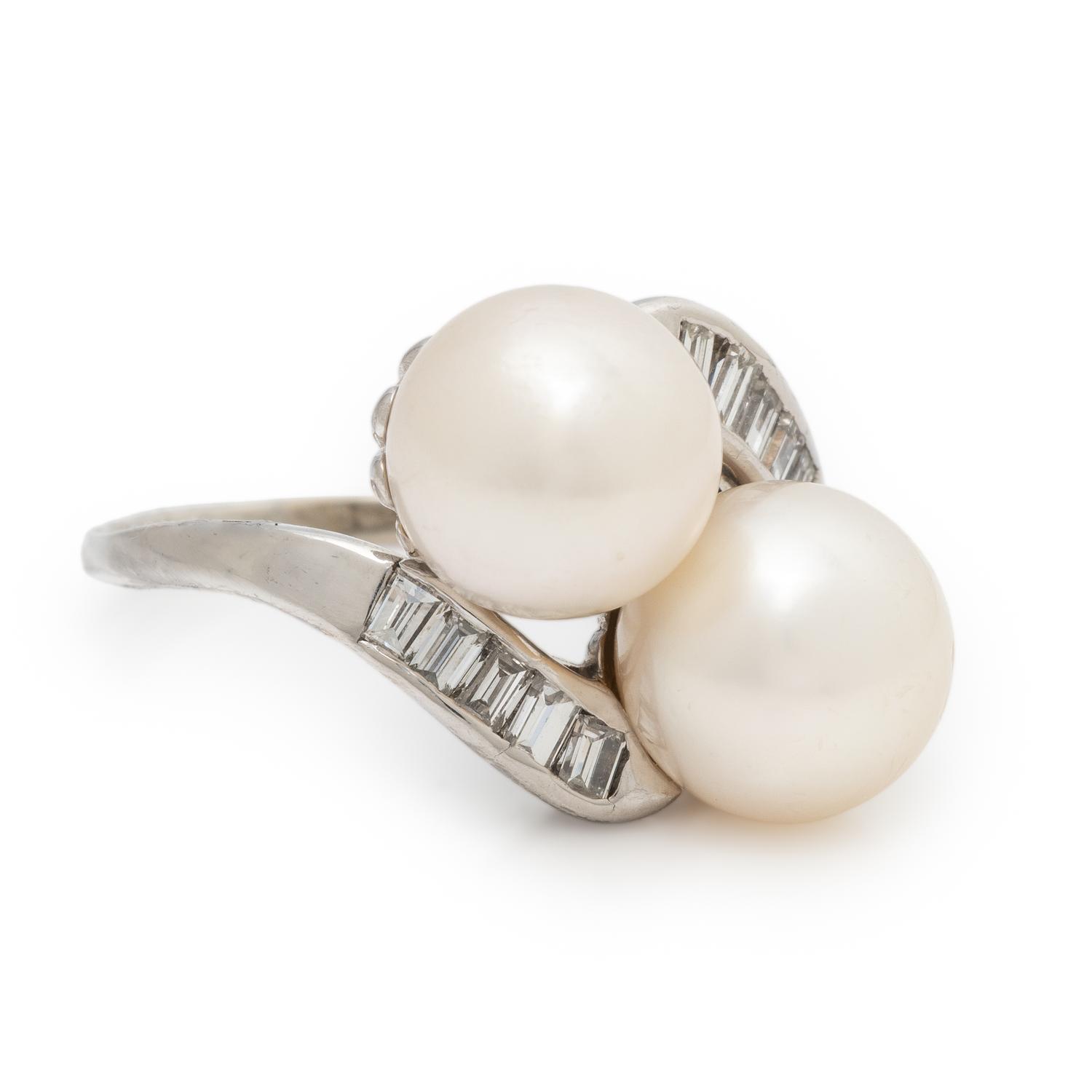 Cultured Pearl and Diamond Ring