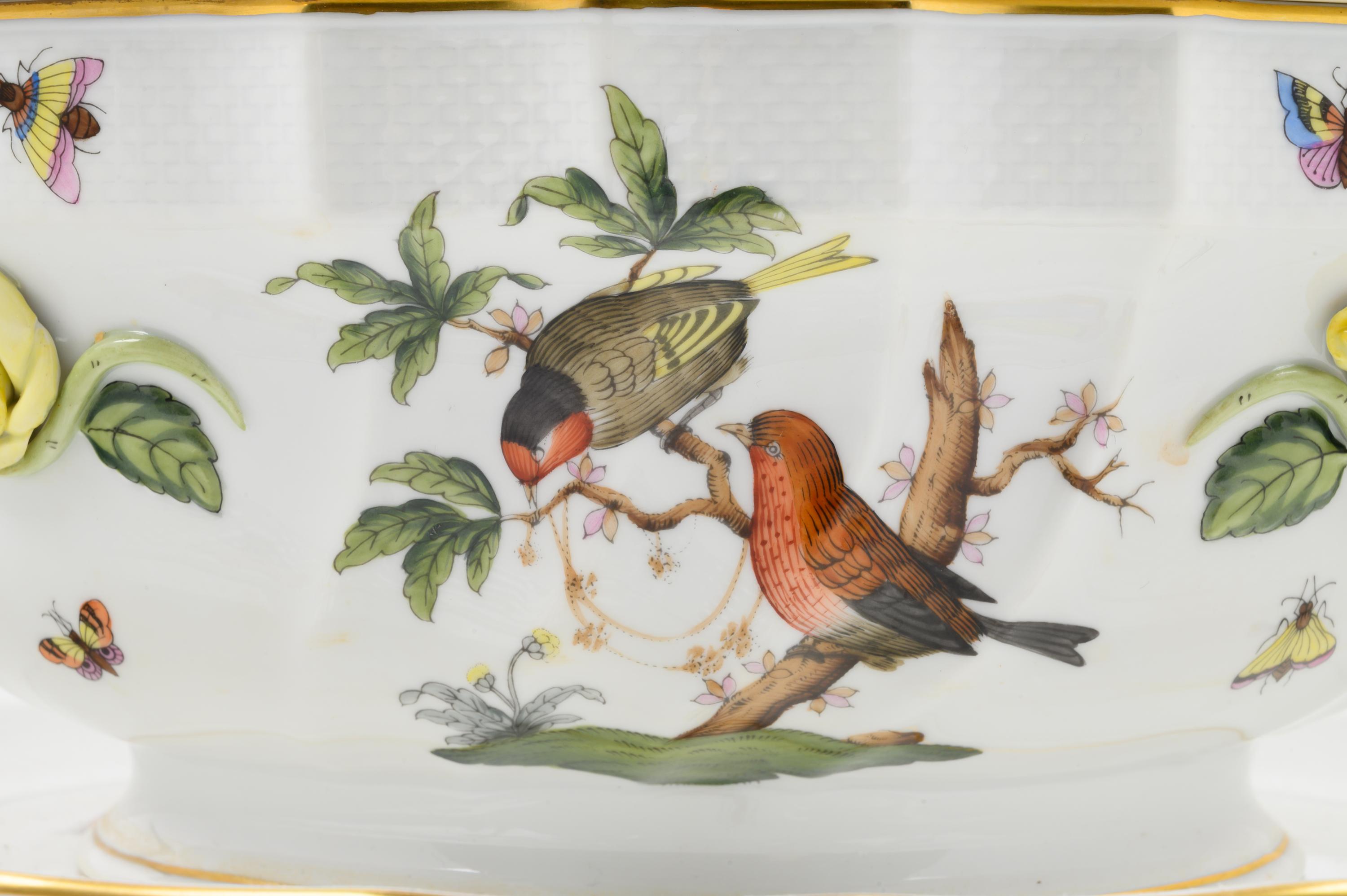 A Herend Porcelain Rothschild Bird Soup Tureen and Underplate