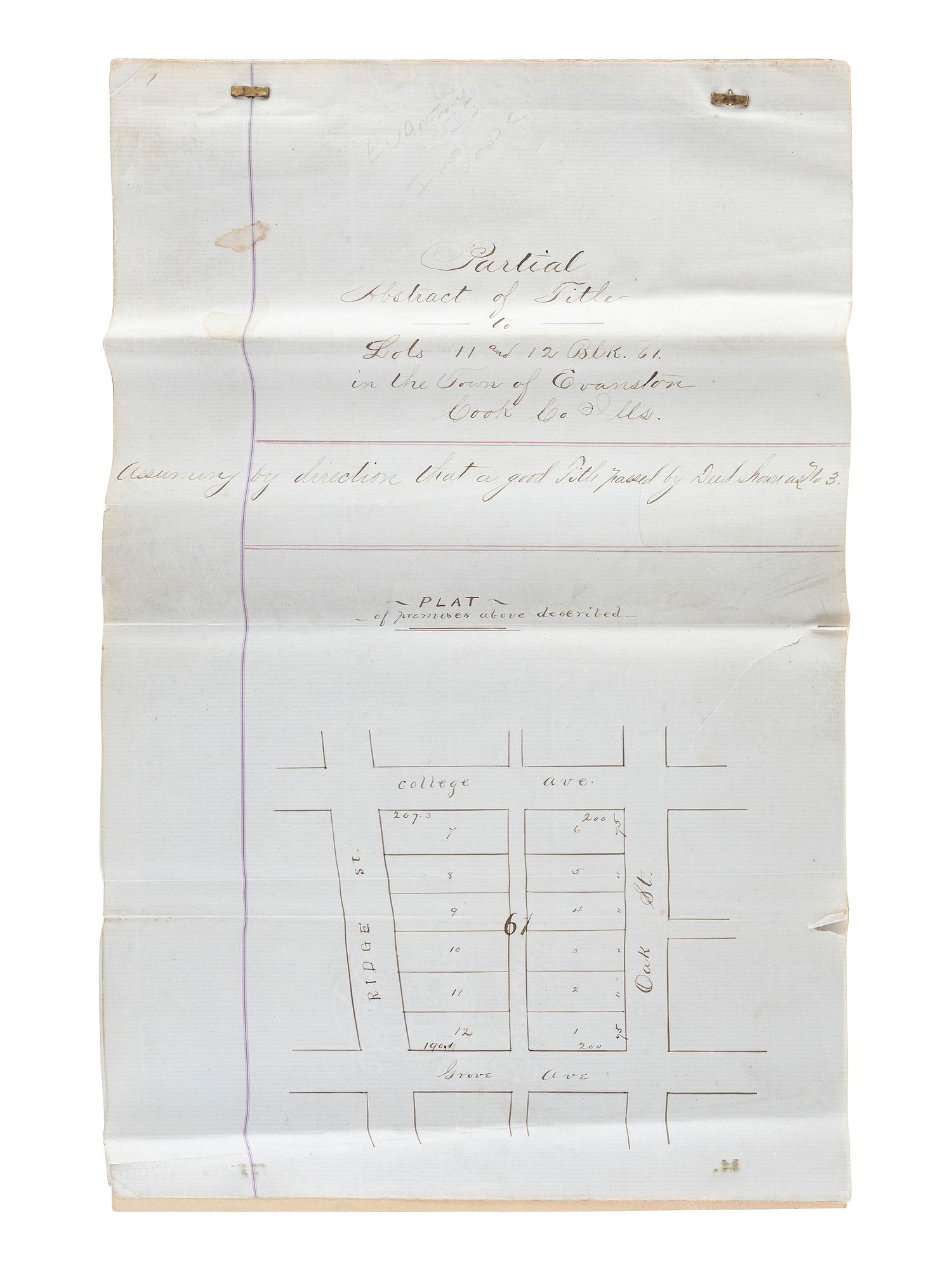 [CHICAGO]. Archive of letters and documents of Andrew B. JACKSON, founder of Rogers Park, IL, and his son Andrew JACKSON.
