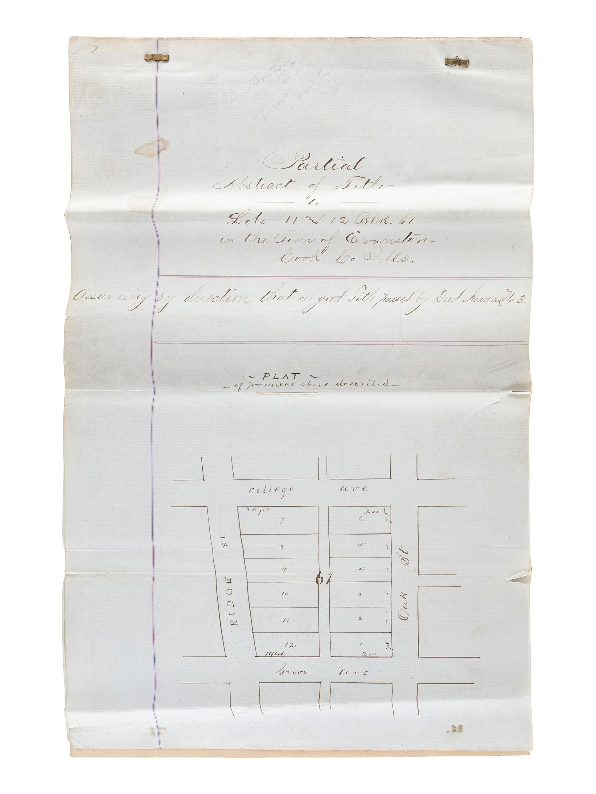 [CHICAGO]. Archive of letters and documents of Andrew B. JACKSON, founder of Rogers Park, IL, and his son Andrew JACKSON.