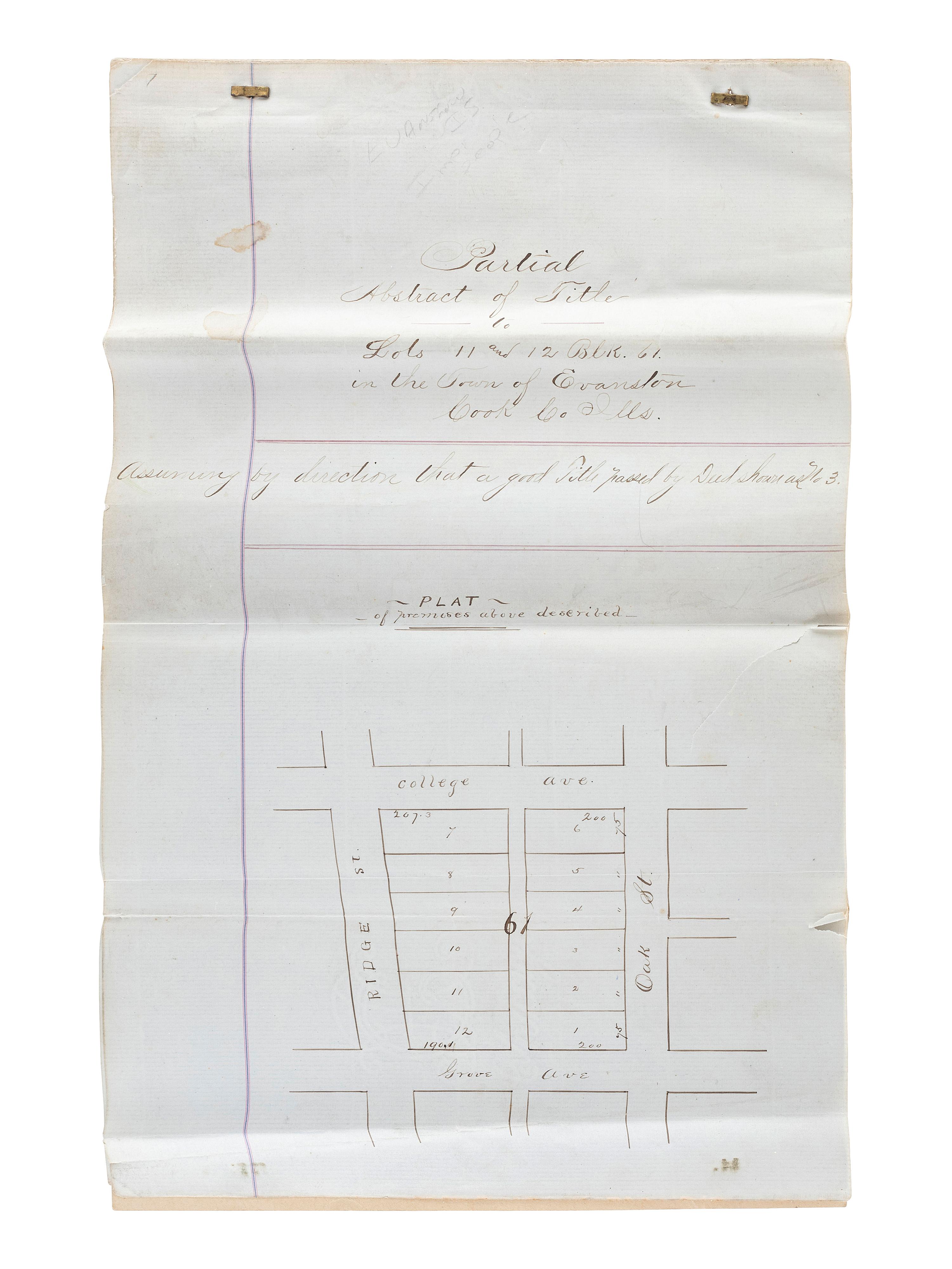 [CHICAGO]. Archive of letters and documents of Andrew B. JACKSON, founder of Rogers Park, IL, and his son Andrew JACKSON.