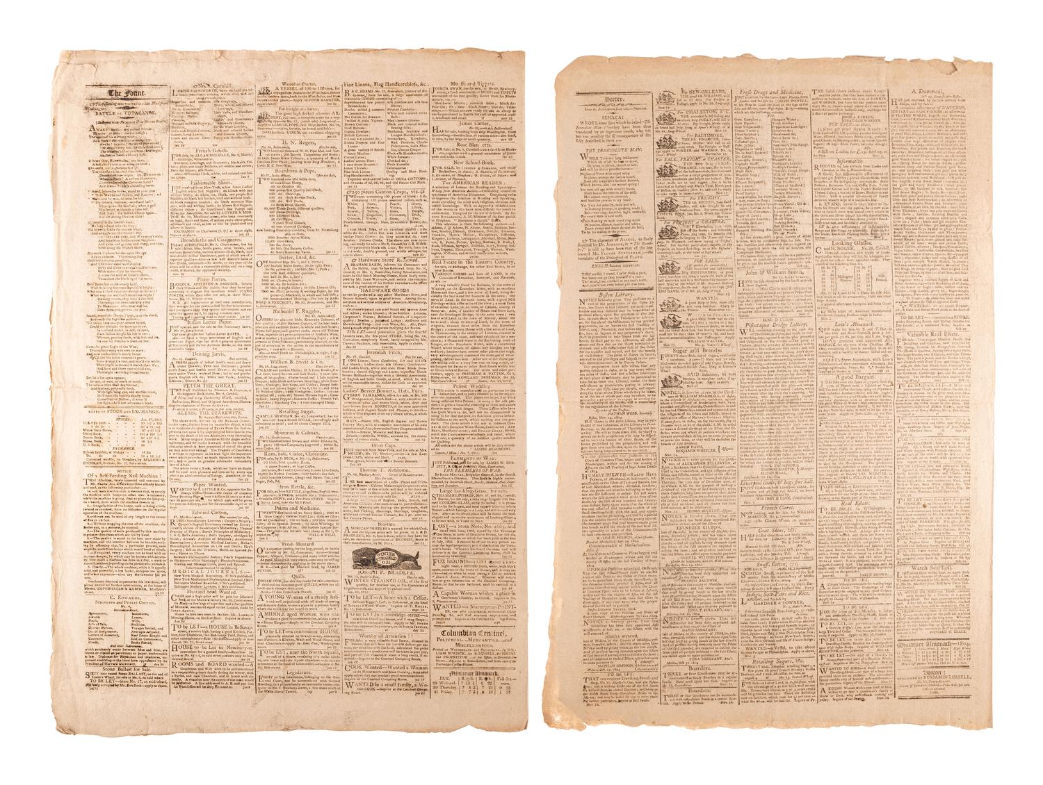 [WAR OF 1812]. A group of 7 newspapers printed before and during the War of 1812-period, incl. reports on the military, politics, and advertisements for enslaved African Americans.