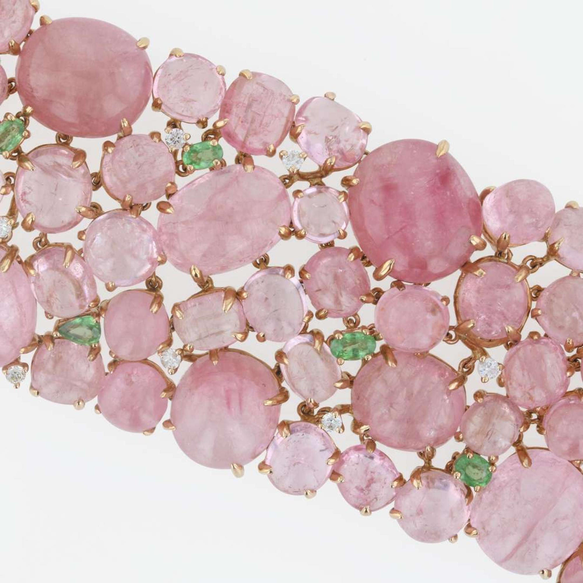 An 18K rose gold and tourmaline statement bracelet