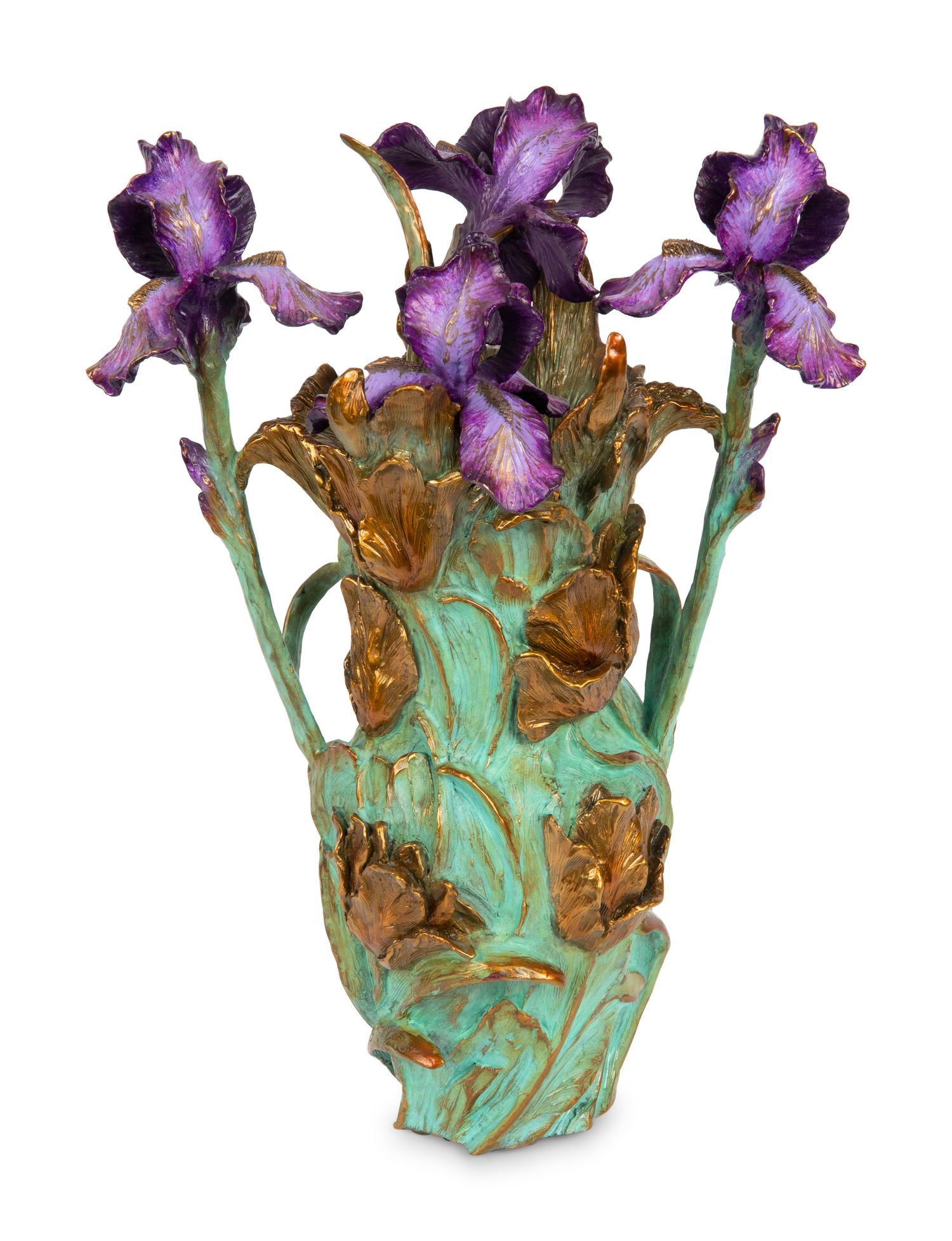 A William Ravenscroft Sharles Bronze Iris Vase