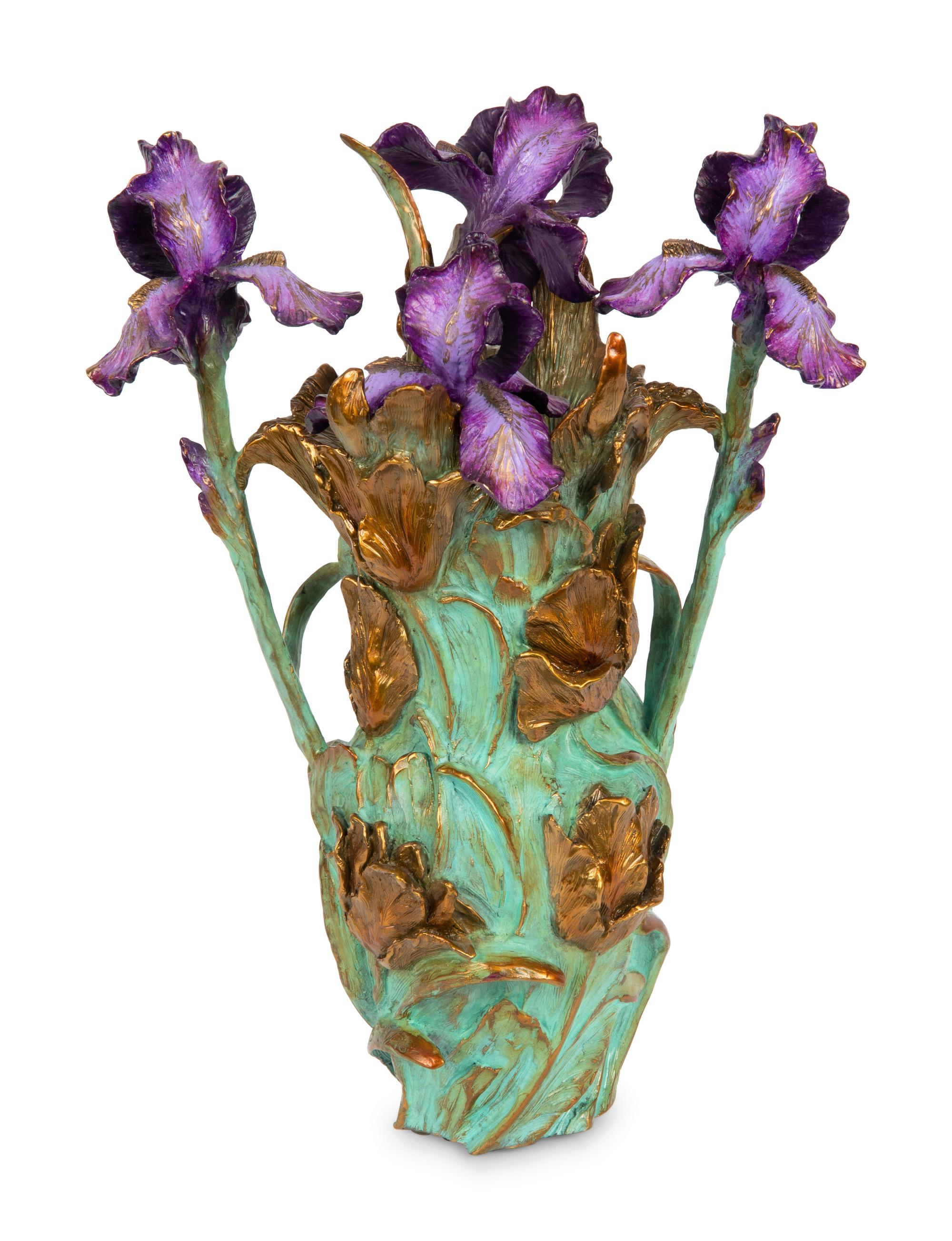 A William Ravenscroft Sharles Bronze Iris Vase