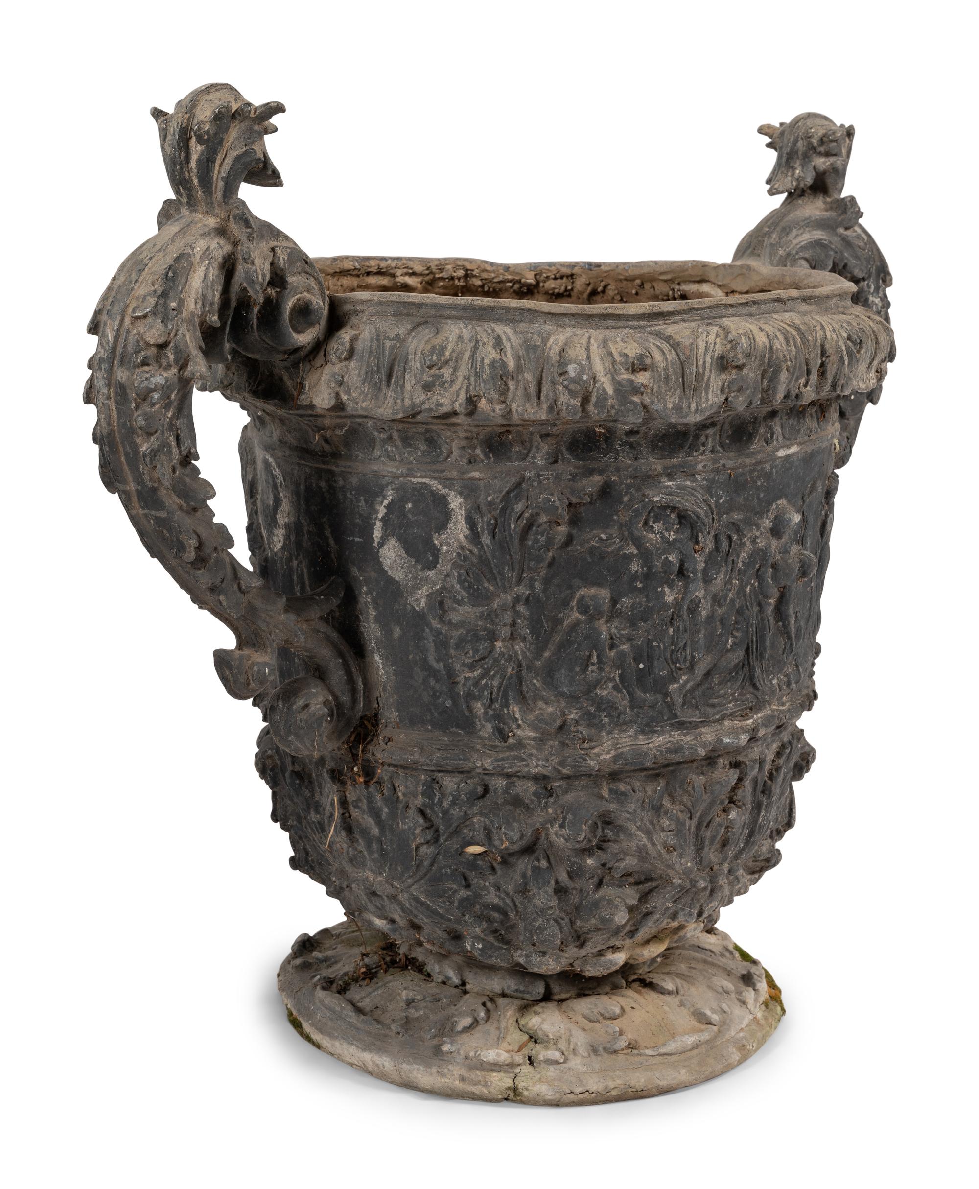 A Pair of Cast Metal Planters