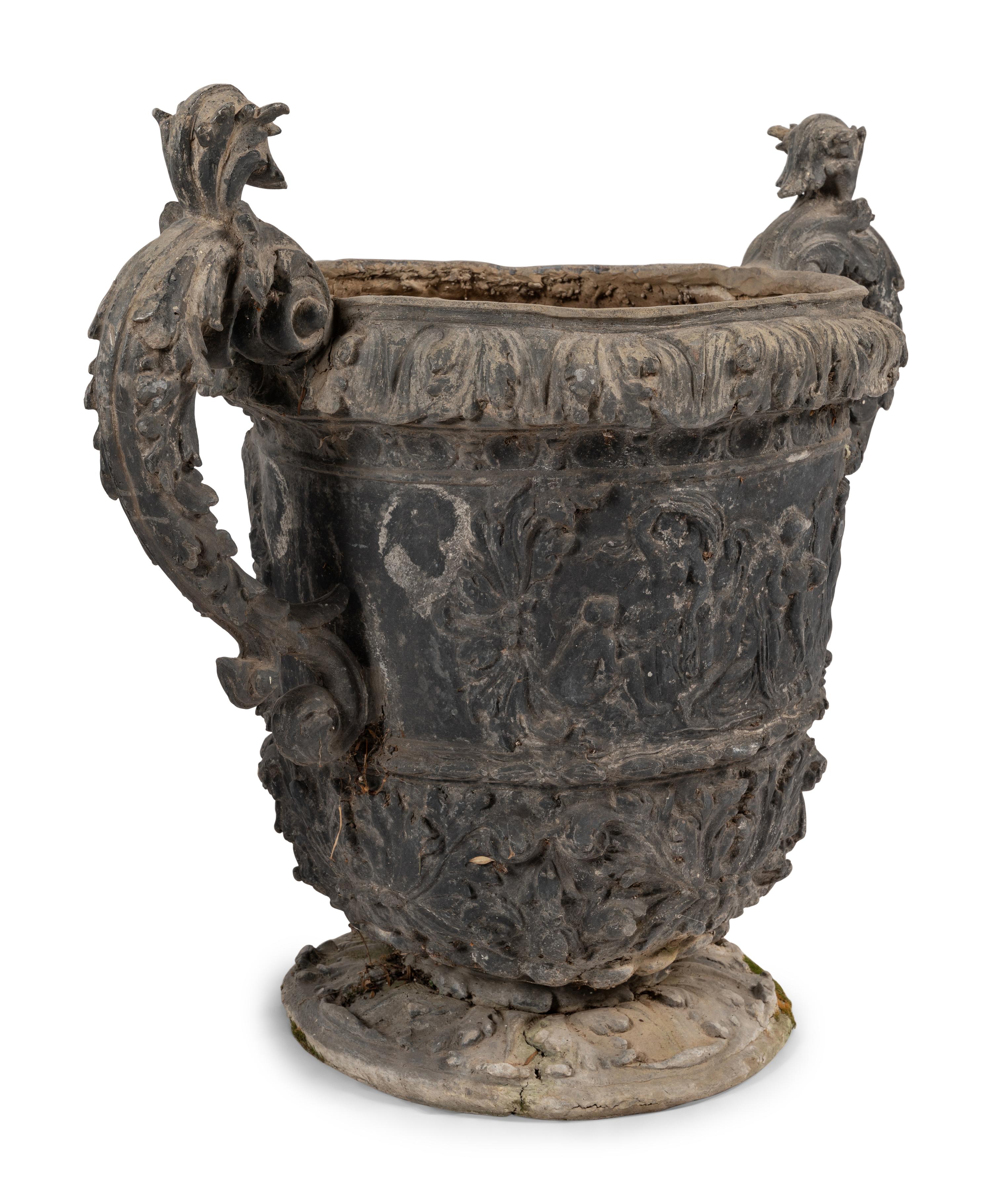 A Pair of Cast Metal Planters