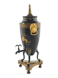 A Continental Tole Cafetière and Associated Stand