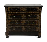 An English Ebonized and Mother-of-Pearl Inlaid Chest of Drawers — 19TH CENTURY