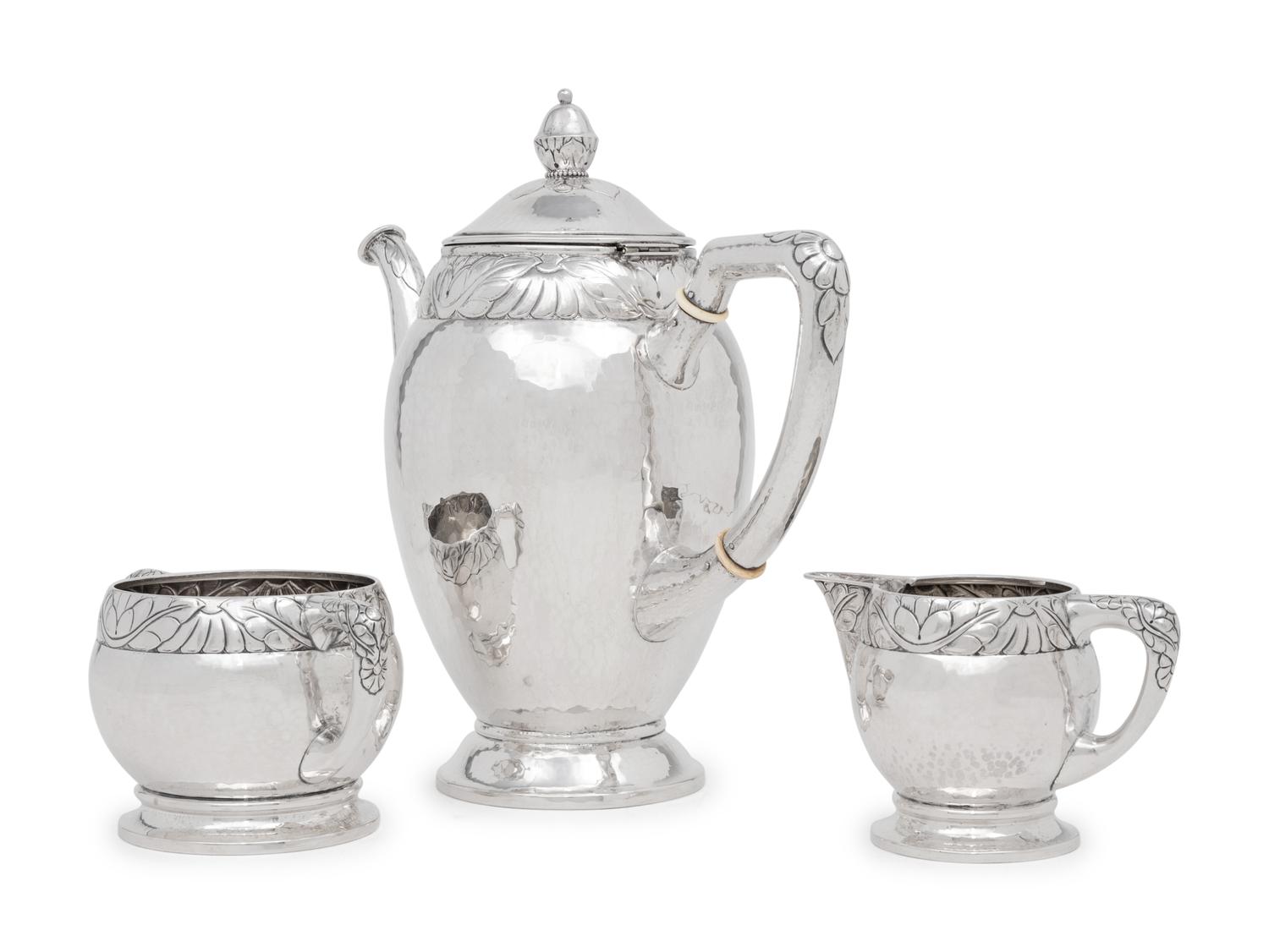A Danish Silver Three-Piece Coffee Service