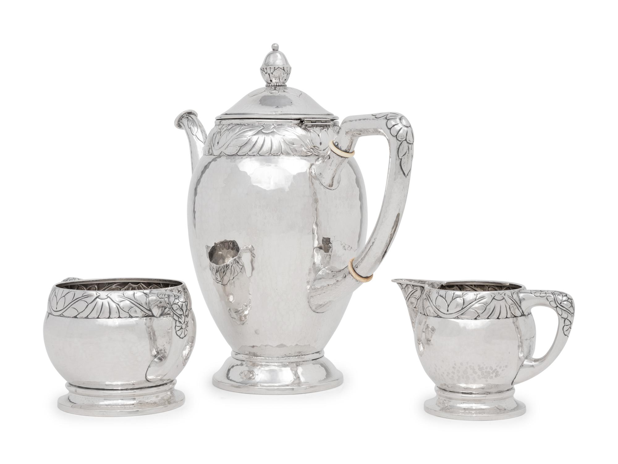 A Danish Silver Three-Piece Coffee Service