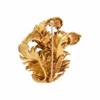 DIAMOND, YELLOW GOLD, AND PLATINUM BROOCH