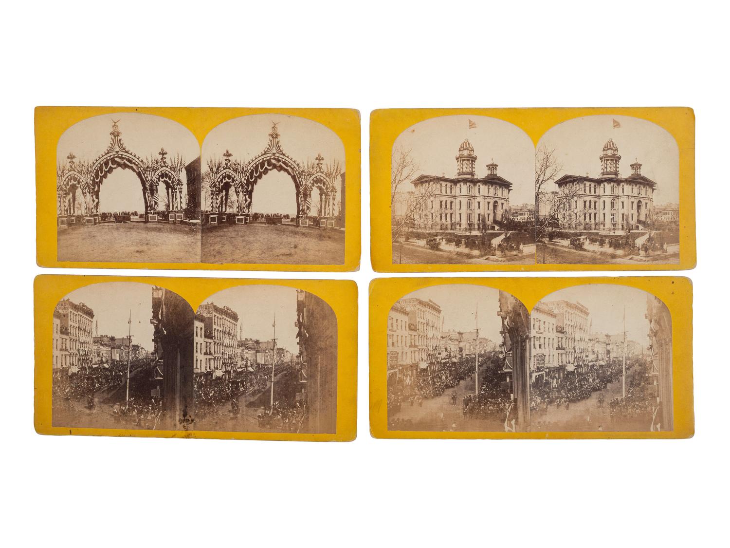 [LINCOLN, Abraham (1809-1865)]. The Lincoln funeral in CHICAGO. 7 stereoviews, incl. procession.