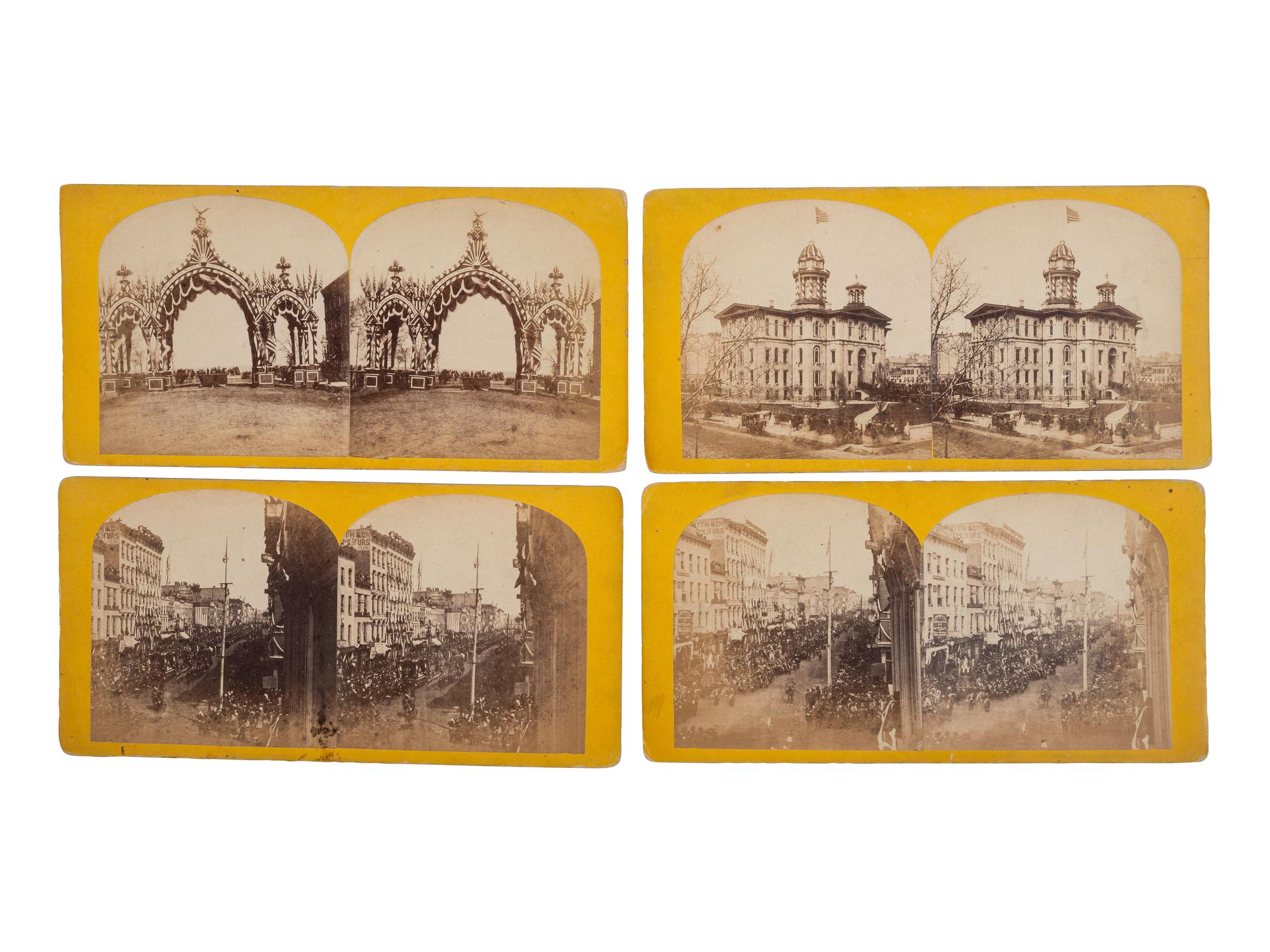 [LINCOLN, Abraham (1809-1865)]. The Lincoln funeral in CHICAGO. 7 stereoviews, incl. procession.