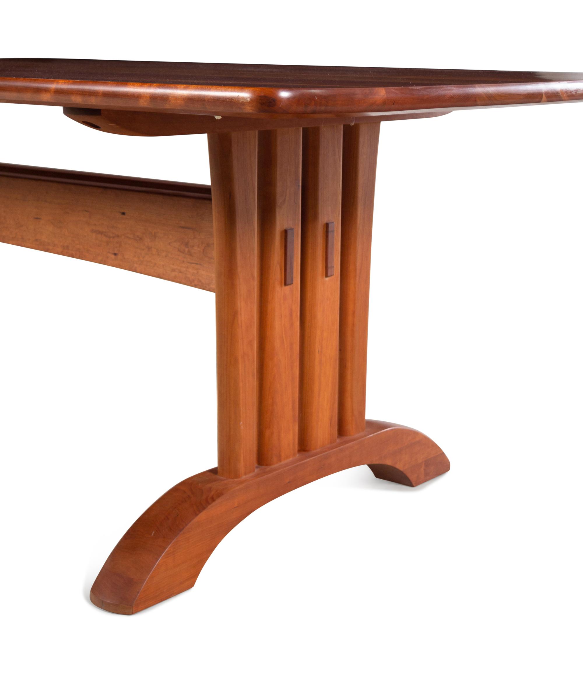 A Gary Weeks Studio Cherrywood Trestle Dining Table
