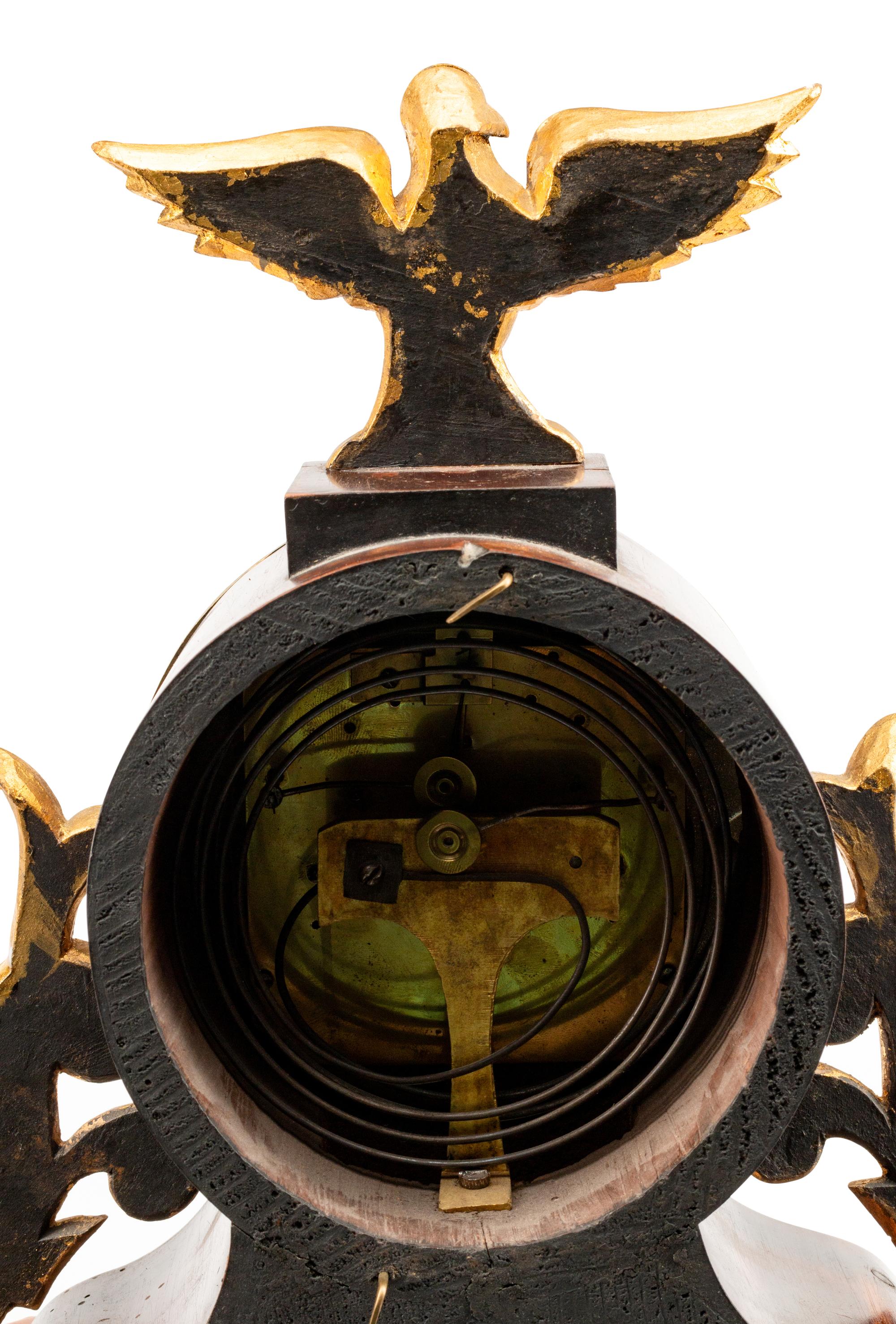 An Austrian Parcel-Gilt and Ebonized Walnut and Alabaster Mantel Clock — 19TH CENTURY