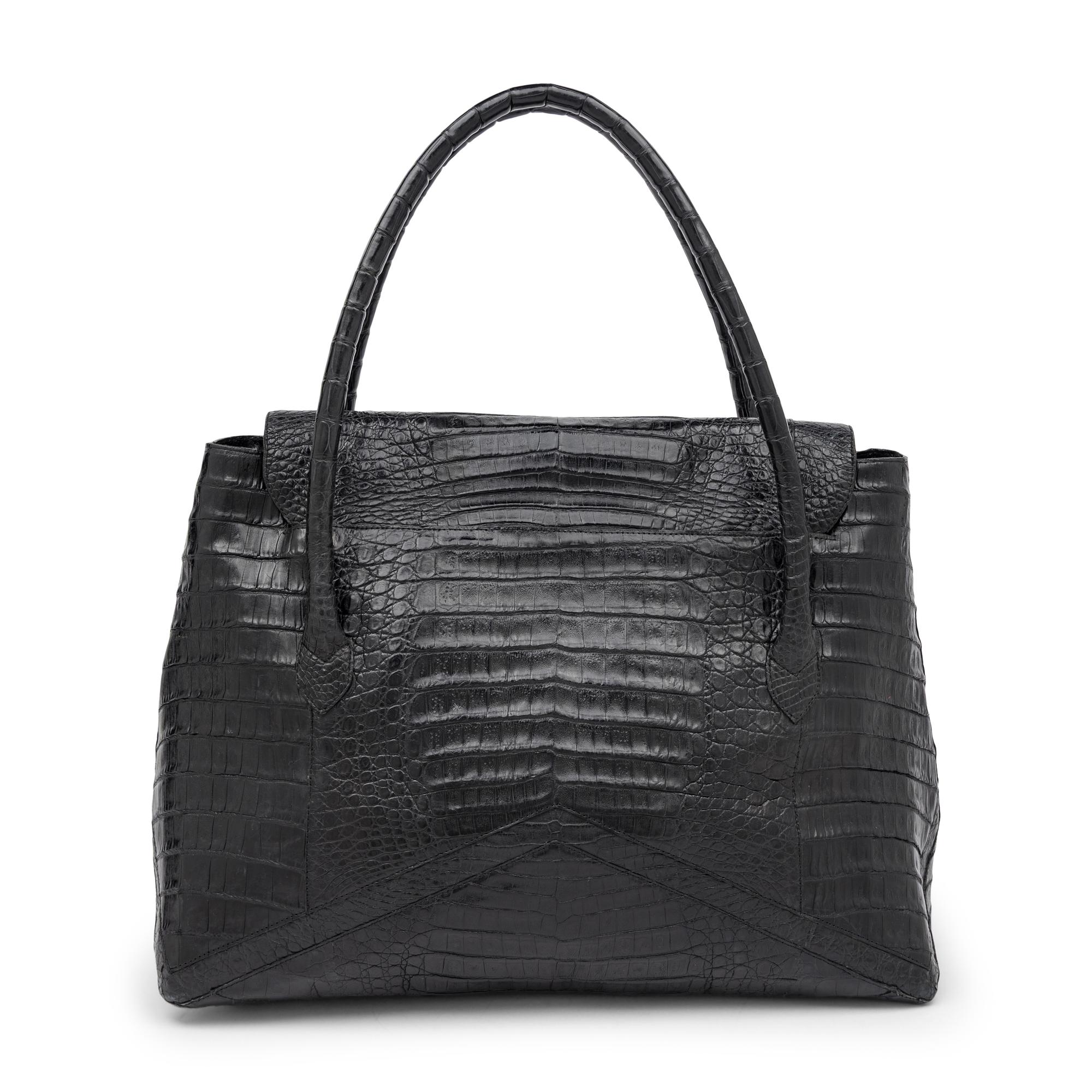 Nancy Gonzales, Large Black Crocodile Tote