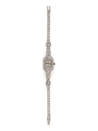 LONGINES, DIAMOND AND PLATINUM WATCH