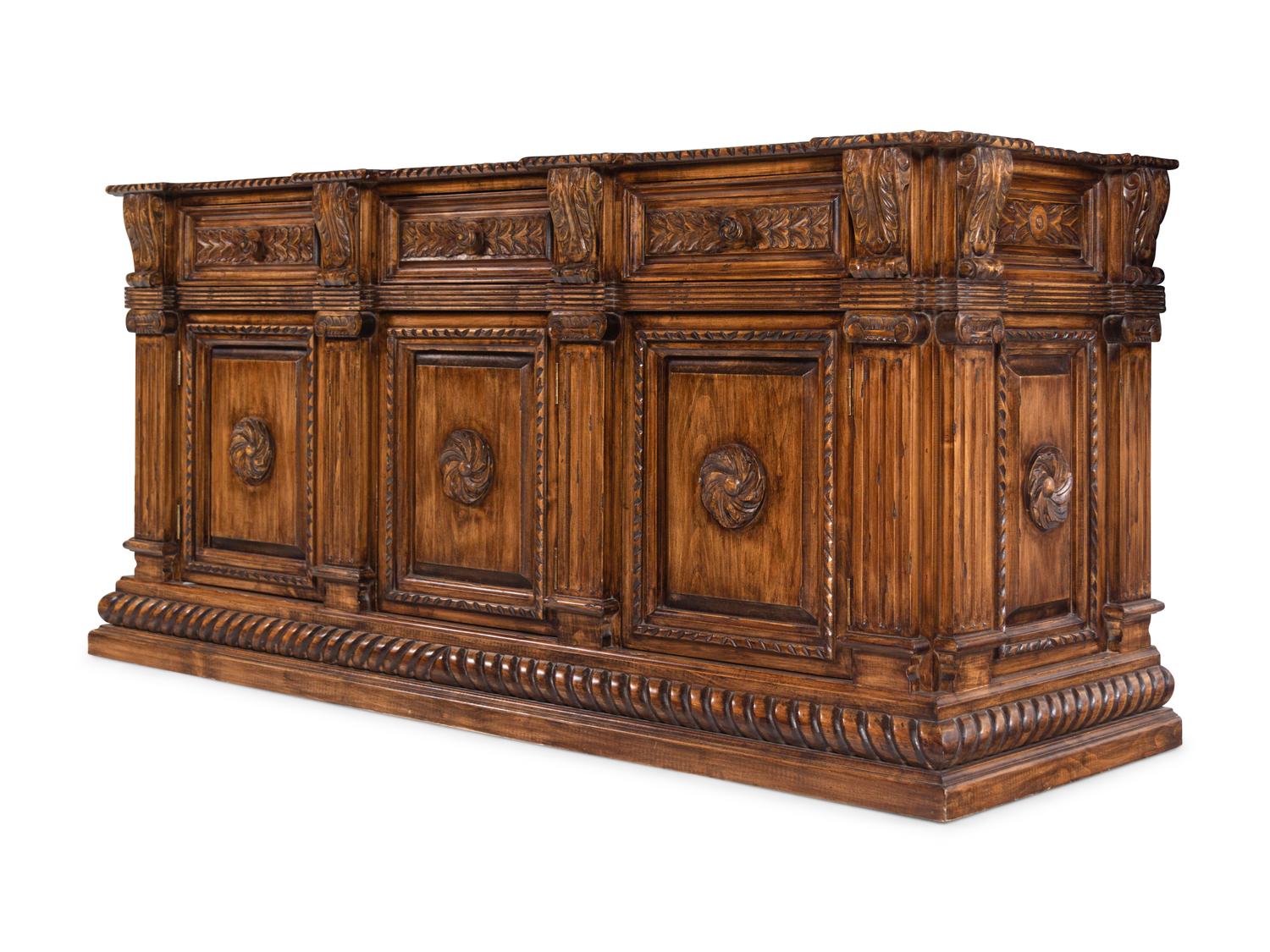 An Italian Baroque Style Walnut Serving Cabinet