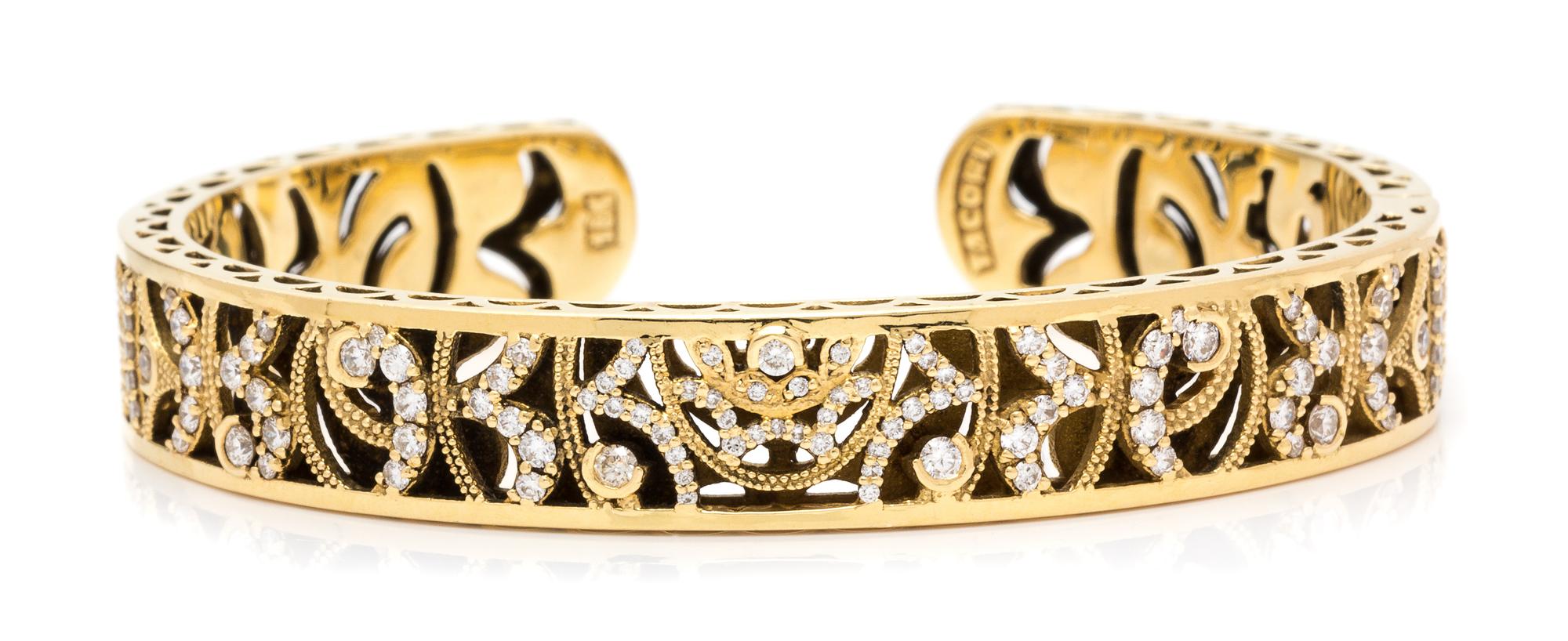 An 18 Karat Yellow Gold and Diamond Cuff Bracelet, Tacori, 20.90 dwts.