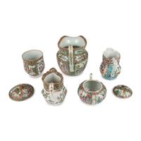 A Collection of Chinese Export Rose Medallion Porcelain Table Articles